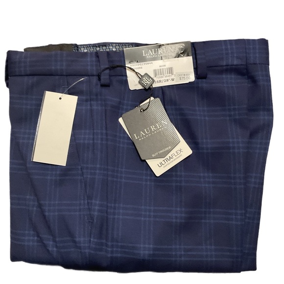 Lauren Ralph Lauren Blue Plaid Ultraflex Pants Size 16R 28” Waist NWT - Picture 1 of 4